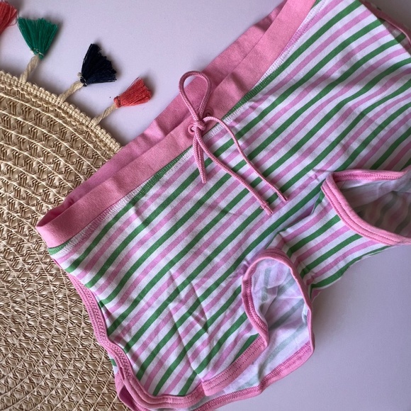 Victoria's Secret PINK Dorm Boyshort Panty White Pink Green Stripe Print M NEW - Picture 5 of 6